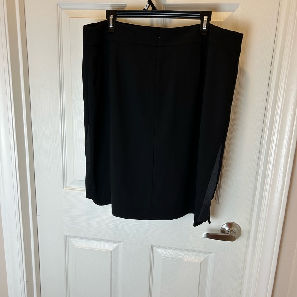 EILEEN FISHER TROPICAL SUITING SILK PANEL BLACK SKIRT SIZE XL - Picture 2 of 11
